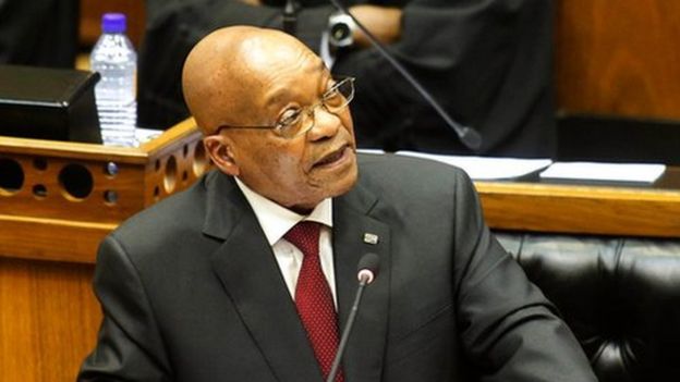 South African President Jacob Zuma give his state of the nation address in Cape Town, South Africa, Thursday, Feb. 11, 2016