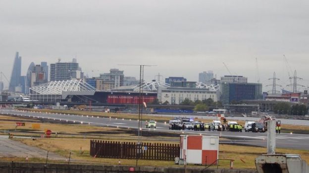 Black Lives Matter UK protest at London City Airport