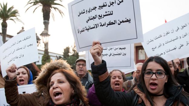 Una manifestación en Rabat, Marruecos, con motivo del Día Internacional para la Eliminación de la Violencia contra la Mujer.