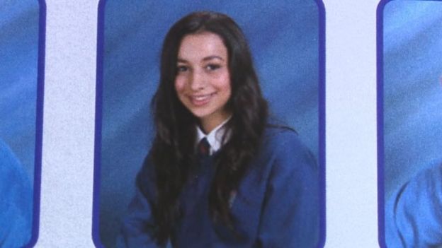 A school yearbook photograph of Amina Al-Jeffery