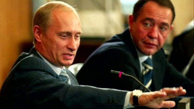 Russian President Vladimir Putin (left) and Mikhail Lesin. Photo: January 2002