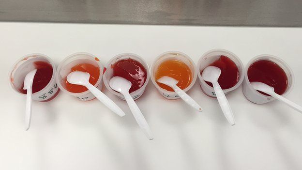 Different jellies lined up