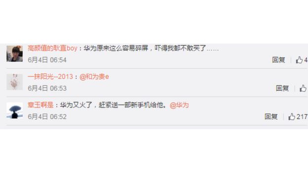 Printscreen of a Weibo post where the top user says she will