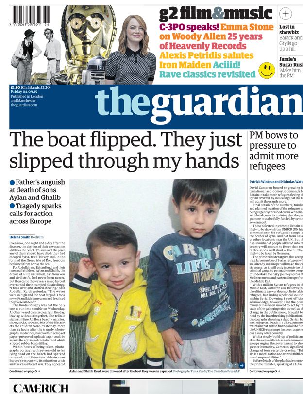 Newspaper Headlines: Drowning Tragedy, Refugee Pressure, Miliband ...