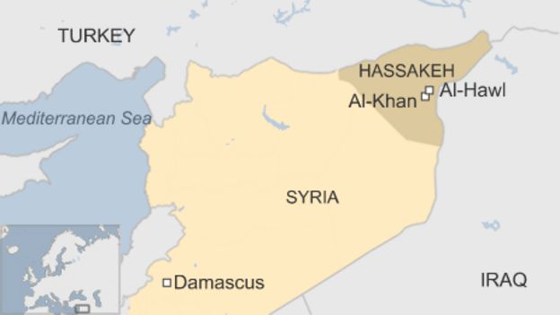 map of Syria showing Hassakeh in north east