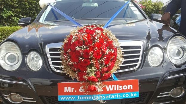 The wedding car for Wilson and Ann Mutura