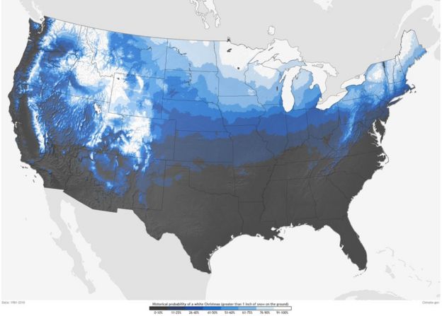 NOAA map of 'white Christmas'