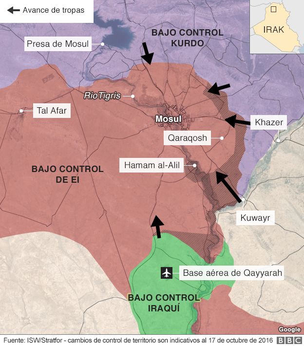 Mapa de Mosul