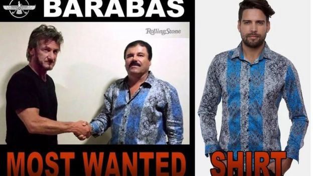 A screen grab of the website of Barabas clothing retailer showing a shirt favoured by Mexican drug lord 