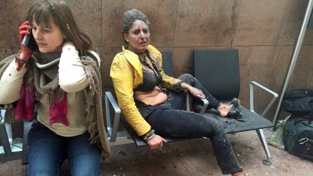 People caught up in Brussels airport blast
