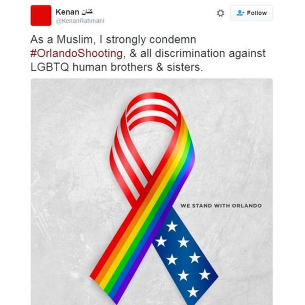 As a Muslim, I strongly condemn #OrlandoShooting, & all discrimintaion against LGBTQ human brothers and sisters
