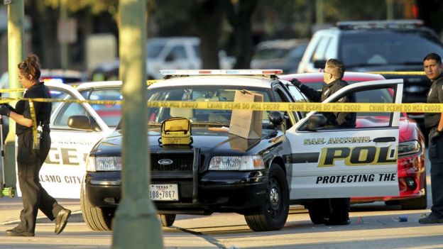 The scene after of Officer Benjamin Marconi's shooting in San Antonio