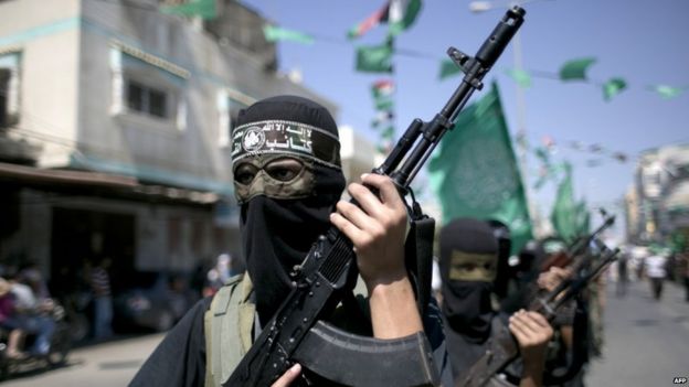 Hamas holds a protest in the Gaza Strip