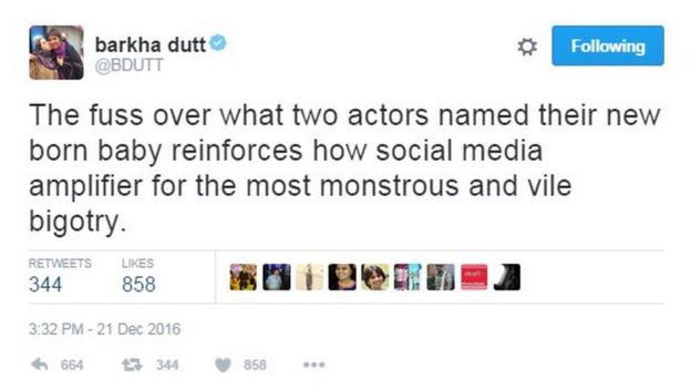 The fuss over what two actors named their new born baby reinforces how social media amplifier for the most monstrous and vile bigotry.