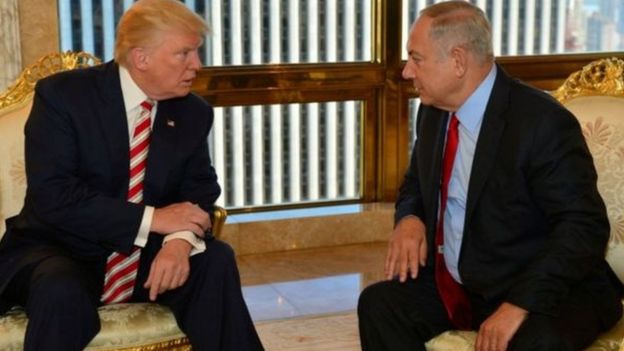 Rais Donald Trump wa Marekani na waziri mkuu Benjamin Netayahu wa Israel
