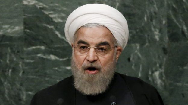 Iranian President Hassan Rouhani addressing the UN