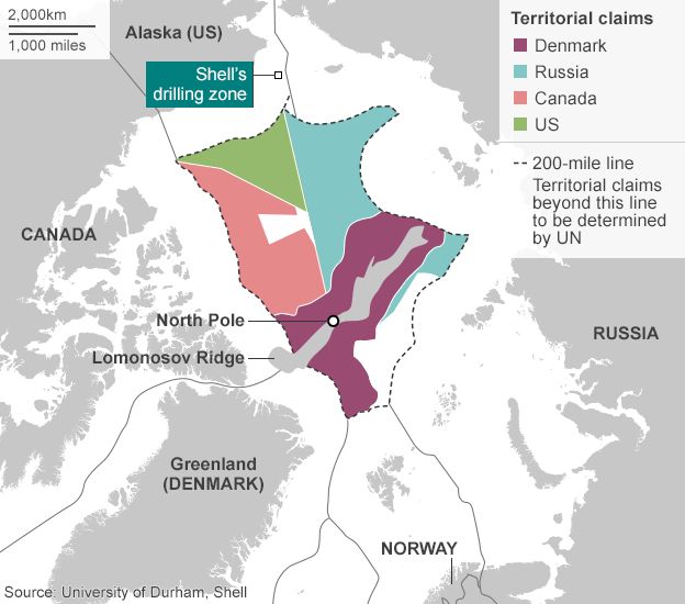 Map: Territorial claims in the Arctic