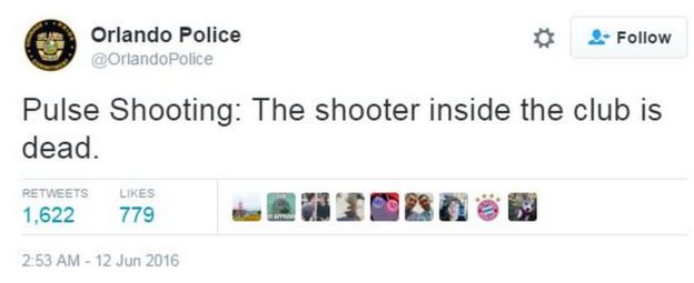 Tiroteio na Pulse: O atirador dentro da boate está morto, diz tuíte da polícia de Orlando