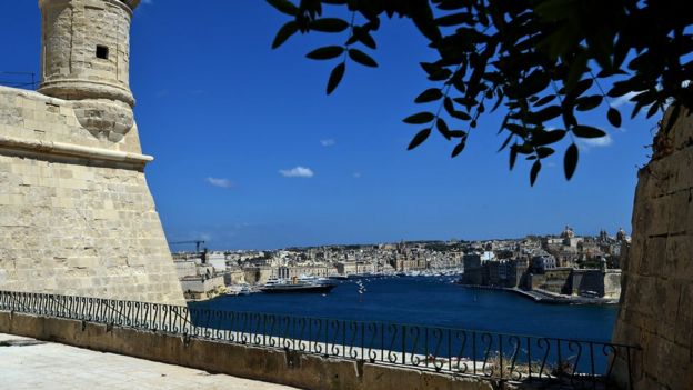 A general view from St. Peter's Bastion across Grand Harbour on May 15, 2014 in Valletta, Malta