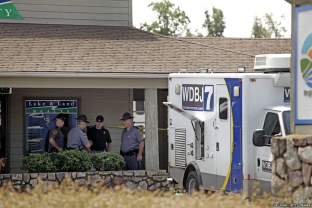 Crime scene of WDBJ TV murders, Virginia, USA