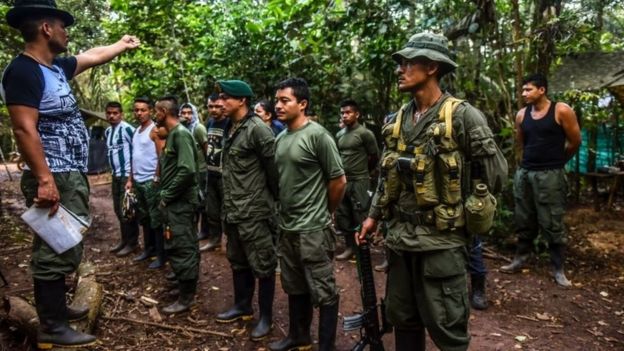 Farc rebels in the Yari plains during the group's conference, 22 Sep