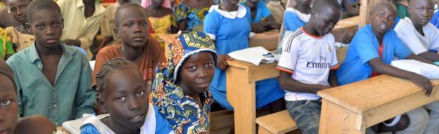 Students at a school in a camp for Nigerian refugees in Cameroon - 2014