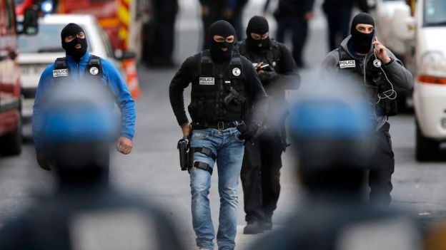 Members of judiciary police at Saint-Denis, Paris, on 18 November 2015