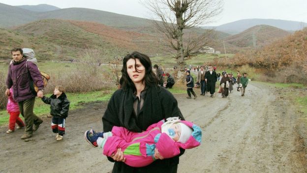 科索沃戰爭中逃離種族清洗的阿爾巴尼亞族人