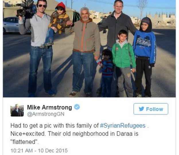 Tweet by Mike Armstrong from the Global News