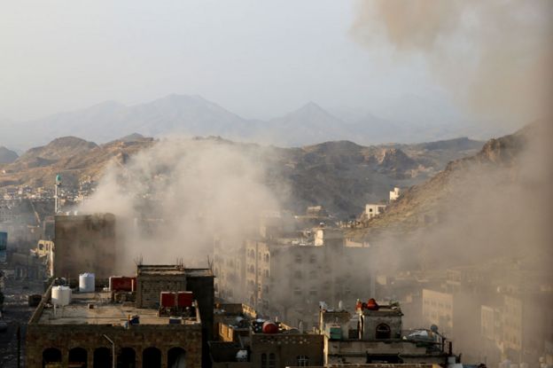 Smoke on outskirts of Taiz - November 2015