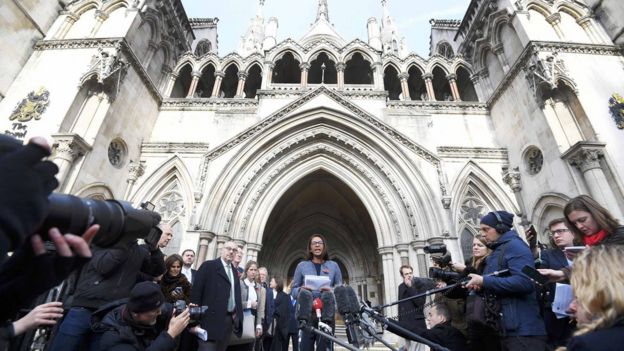 Lead claimant Gina Miller addresses the media outside the High Court