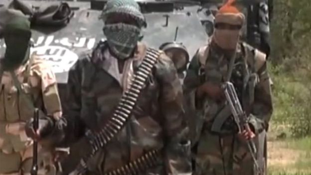 Boko Haram fighters - archive shot from a video released by the militants