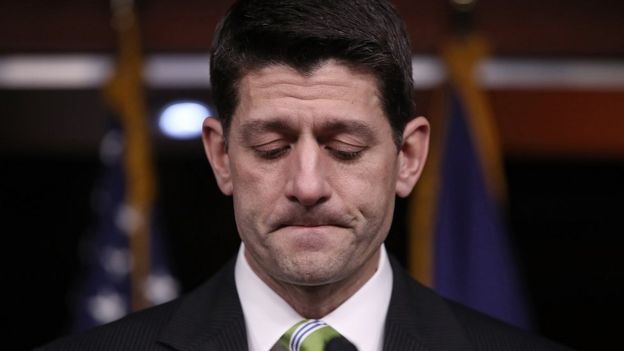 Speaker of the House Paul Ryan speaks at the U.S. Capitol after vote cancelled (24 March 2017)