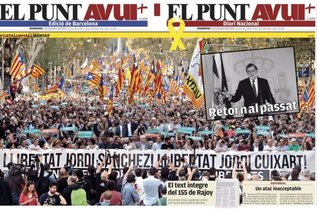 El Punt Avui front page, 22 October