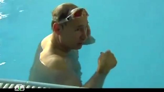 Vladimir Putin in a swimming pool in 2012