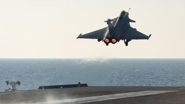 A French rafale aircraft is deployed to support operations against Islamic State in Syria and Iraq