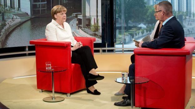 Angela Merkel speaks to ARD on 19 July 2015