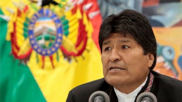 Bolivia's President Evo Morales speaks during a news conference at the presidential palace La Casa Grande del Pueblo in La Paz, Bolivia, October 23, 2019.