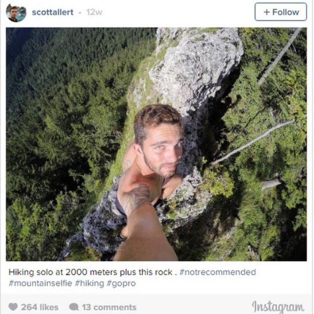 Para conquistar seguidores, usuários do Instagram se arriscam em selfies nas alturas