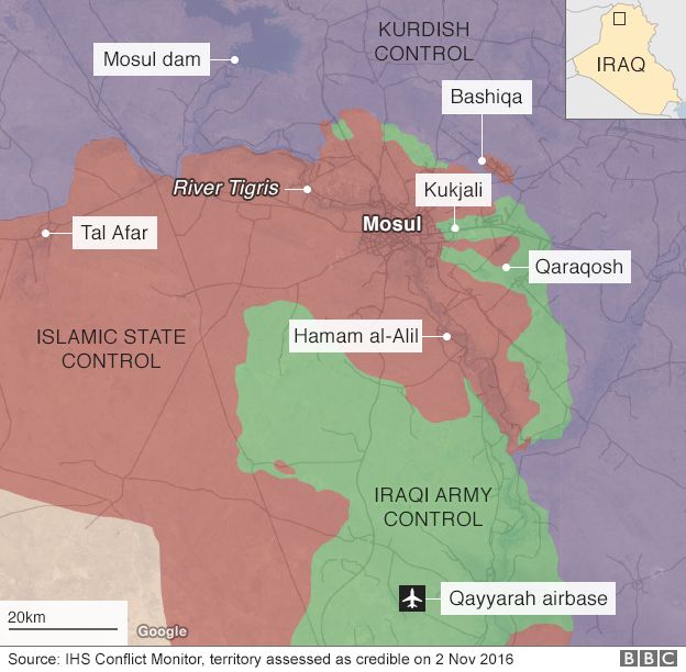 Territory held around Mosul 2 Nov
