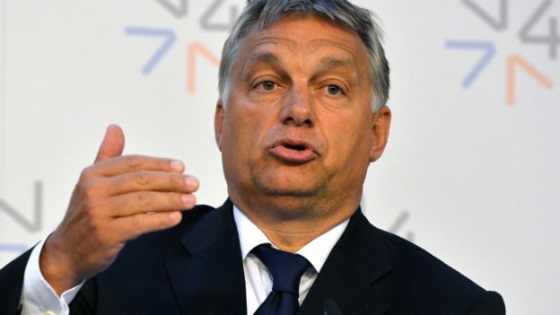 Hungarian Prime Minister Viktor Orban answers a question during a press conference following the Visegrad Group summit on migration in Prague - 4 September 2015