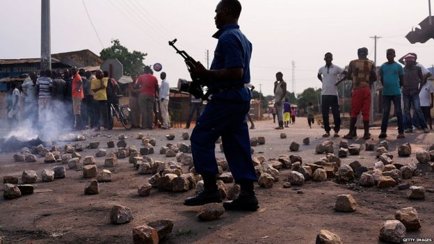 Policeman at Burundi protests