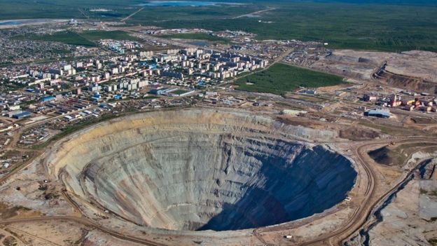 The open-pit Mir mine in Mir