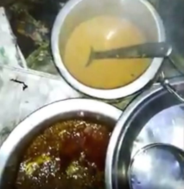 Mr Yadav's second video shows curry and lentils, which he said had no nutrition