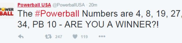 Powerball USA tweet