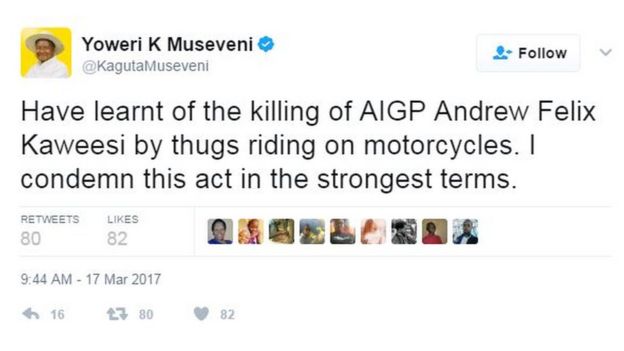 Tweet: I also reassure the country that security of person and property of all citizens will be guarded at all costs.