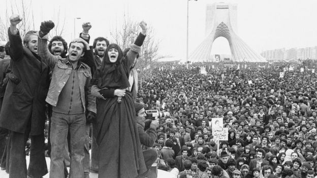 Iranian revolution and the Azadi Tower, 1979