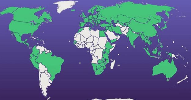 Lapshin muestra en este mapa en su blog todos los países que ha visitado.