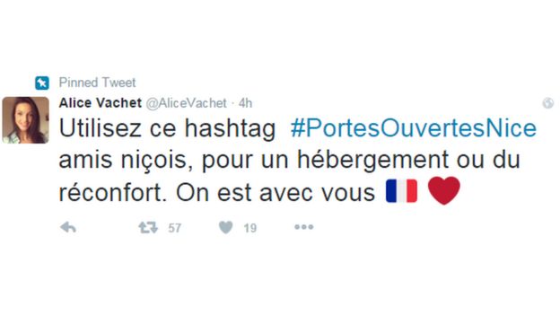 Use the hashtag #PortesOuvertesNice for a roof or consolation. We are with you, this user says