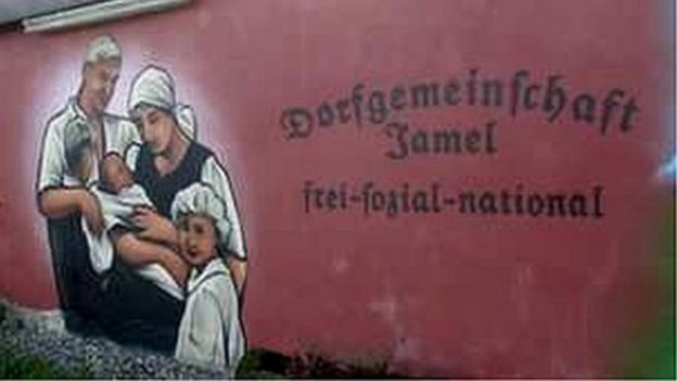 Anti-Nazi couple's barn burned down in eastern Germany - BBC News ... mural in Jamel - file pic